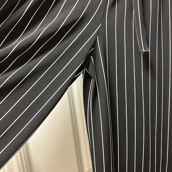 Vintage Elastic Waist Pants Black and White Stripes - Picture 4 of 10